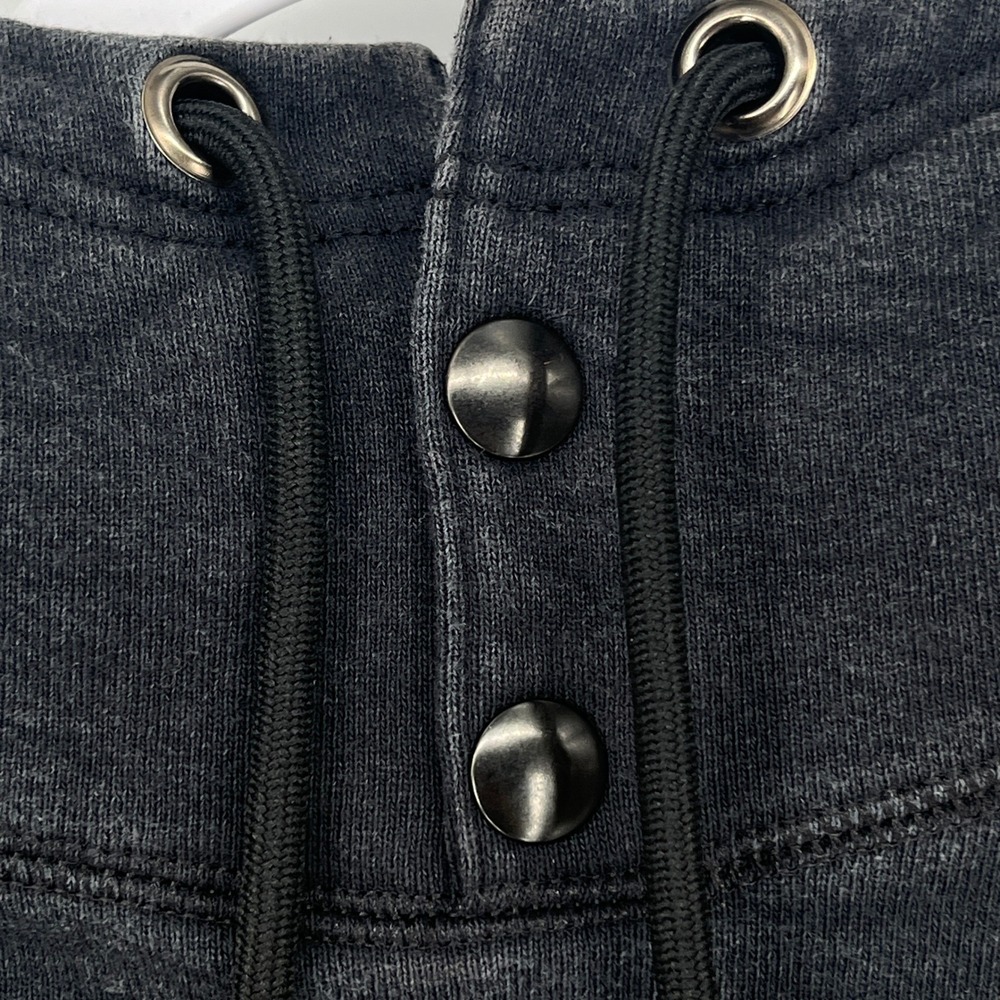 Origin OG Heavy Hoodie High Neck Hoodie Black Snap Button Zipper Pocket Mens SM - Picture 7 of 10